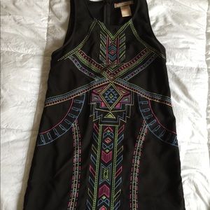Black mid thigh dress, printed, worn twice, cute